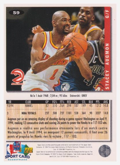 1994 Upper Deck Collector's Choice Stacey Augmon / Atlanta Hawks #59