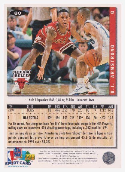 1994 Upper Deck Collector's Choice BJ Armstrong / Chicago Bulls #80