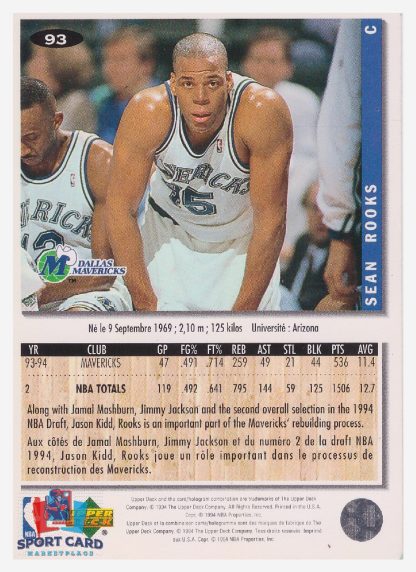 1994 Upper Deck Collector's Choice Sam Rooks / Dallas Mavericks #93