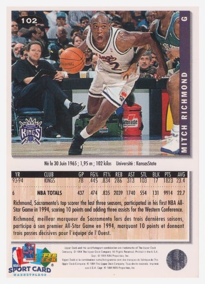 1994 Upper Deck Collector's Choice Mitch Richmond / Sacramento Kings #102
