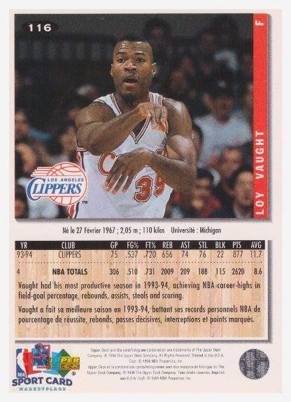 1994 Upper Deck Collector's Choice Loy Vaught / Los Angeles Clippers #116