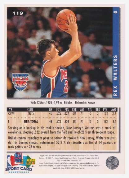 1994 Upper Deck Collector's Choice Rex Walters / New Jersey Nets #119