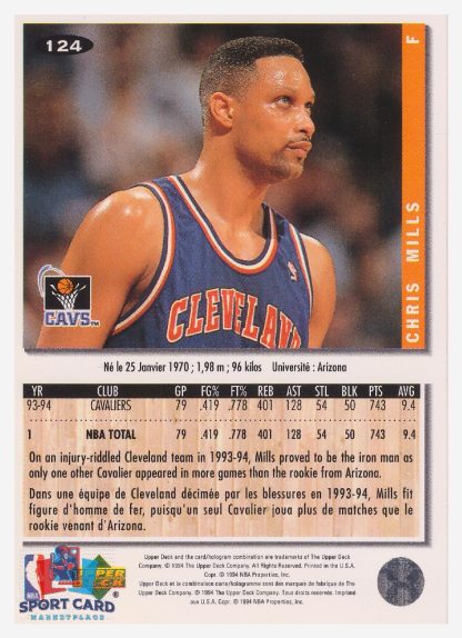 1994 Upper Deck Collector's Choice Chris Mills / Cleveland Cavaliers #124