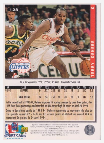 1994 Upper Deck Collector's Choice Terry Dehere / Los Angeles Clippers #128