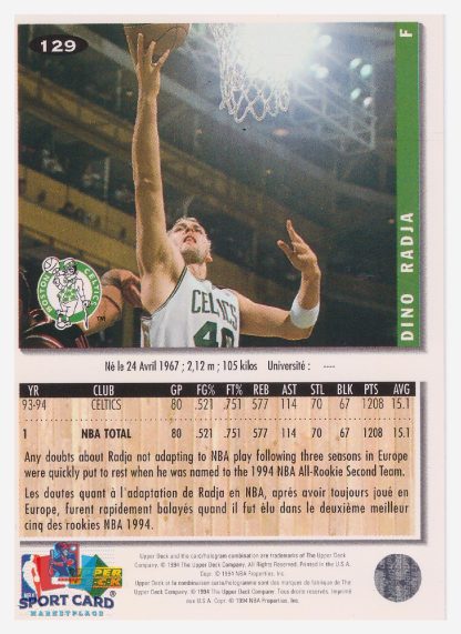 1994 Upper Deck Collector's Choice Dino Radja / Boston Celtics #129