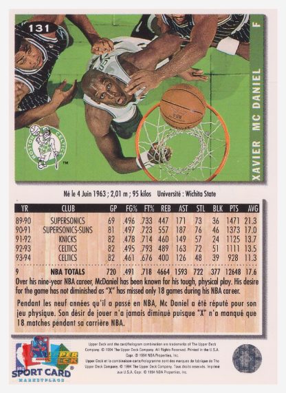 1994 Upper Deck Collector's Choice Xavier McDaniel / Boston Celtics #131