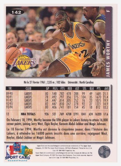 1994 Upper Deck Collector's Choice James Worthy / Los Angeles Lakers #142