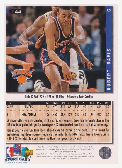 1994 Upper Deck Collector's Choice Hubert Davis / New York Knicks #144