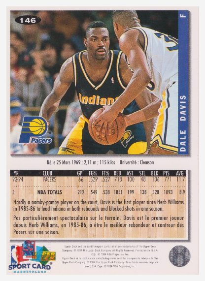 1994 Upper Deck Collector's Choice Dale Davis / Indiana Pacers #146