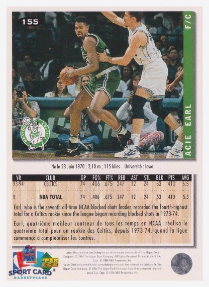 1994 Upper Deck Collector's Choice Acie Earl / Boston Celtics #155