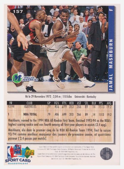 1994 Upper Deck Collector's Choice Jamal Mashburn / Dallas Mavericks #157