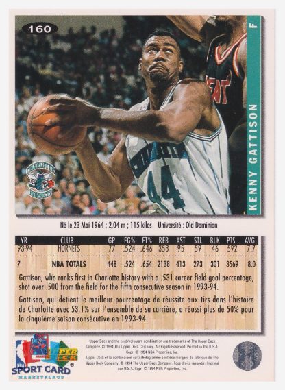 1994 Upper Deck Collector's Choice Kenny Gattison / Charlotte Hornets #160