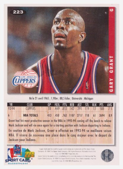 1994 Upper Deck Collector's Choice Gary Grant / Los Angeles Clippers #223
