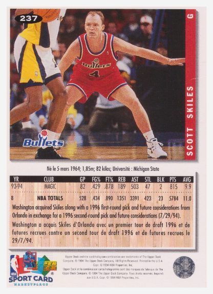 1994 Upper Deck Collector's Choice Scott Skiles / Washington Bullets #237
