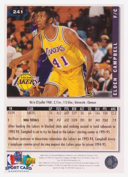1994 Upper Deck Collector's Choice Elden Campbell / Los Angeles Lakers #241