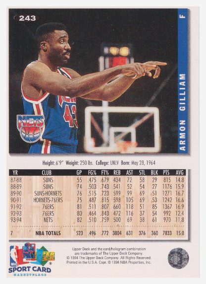 1994 Upper Deck Collector's Choice Armon Gilliam / New Jersey Nets #243