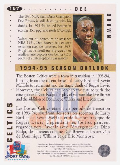 1994 Upper Deck Collector's Choice - Tip Offs Silver Signature Dee Brown / Boston Celtics #167