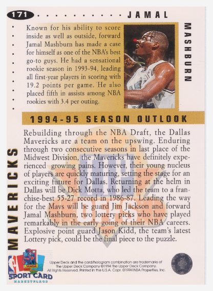 1994 Upper Deck Collector's Choice - Tip Offs Jamal Mashburn / Dallas Mavericks #171