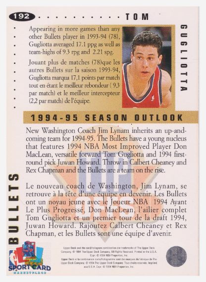 1994 Upper Deck Collector's Choice - Tip Offs Silver Signature Tom Gugliotta / Washington Bullets #192