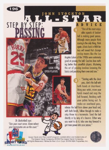 1994 Upper Deck Collector's Choice - All Star Advice John Stockton / Utah Jazz #196