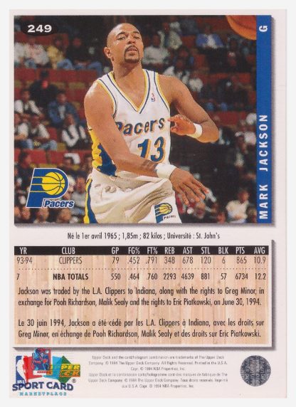 1994 Upper Deck Collector's Choice Mark Jackson / indiana Pacers #249
