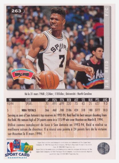 1994 Upper Deck Collector's Choice JR Reid / San Antonio Spurs #263