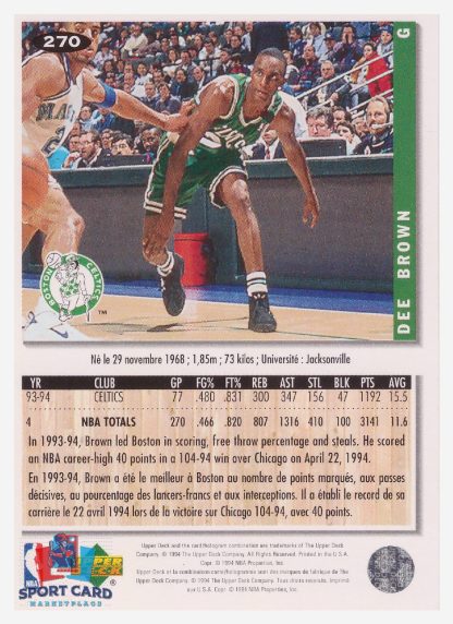1994 Upper Deck Collector's Choice Dee Brown / Boston Celtics #270