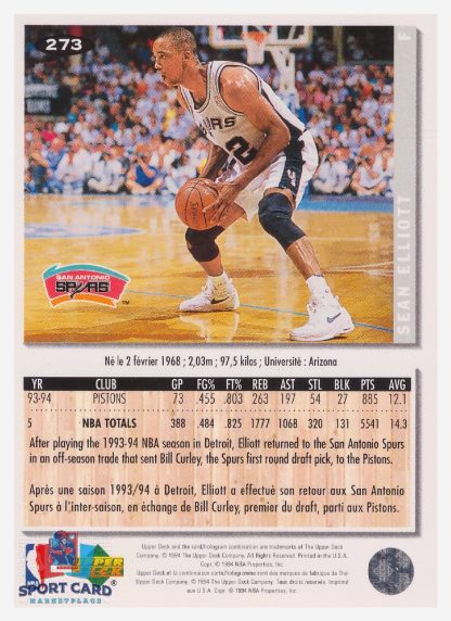 1994 Upper Deck Collector's Choice Sean Elliott / San Antonio Spurs #273