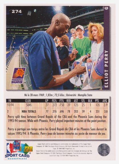 1994 Upper Deck Collector's Choice Elliot Perry / Phoenix Suns #274
