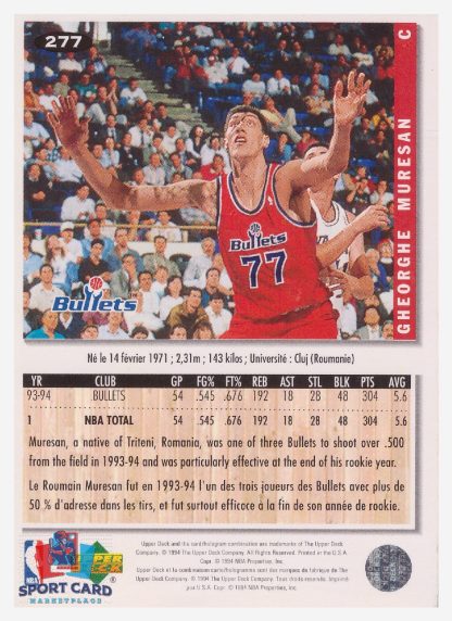 1994 Upper Deck Collector's Choice Gheorghe Muresan / Washington Bullets #277