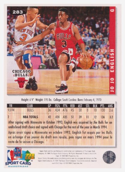 1994 Upper Deck Collector's Choice Jo Jo English / Chicago Bulls #283