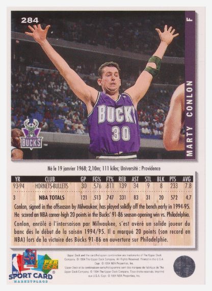 1994 Upper Deck Collector's Choice Marty Conlon / Milwaukee Bucks #284