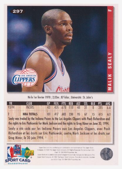 1994 Upper Deck Collector's Choice Malik Sealy / Los Angeles Clippers #297