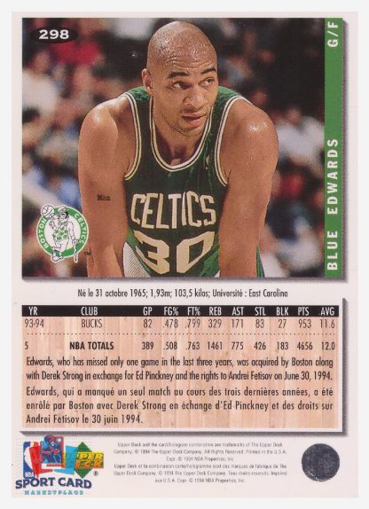 1994 Upper Deck Collector's Choice Blue Edwards / Boston Celtics #298