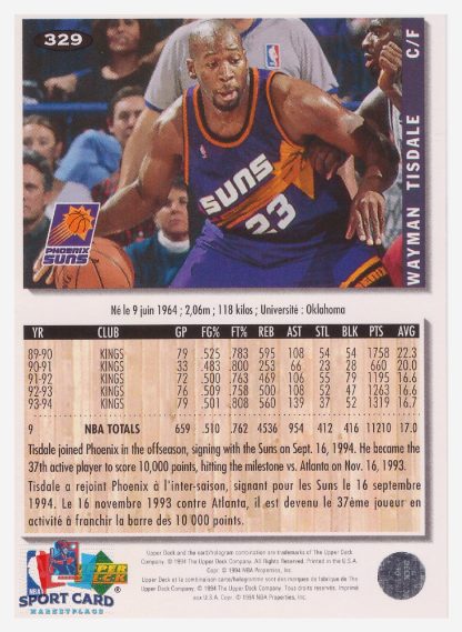 1994 Upper Deck Collector's Choice Wayman Tisdale / Phoenix Suns #329