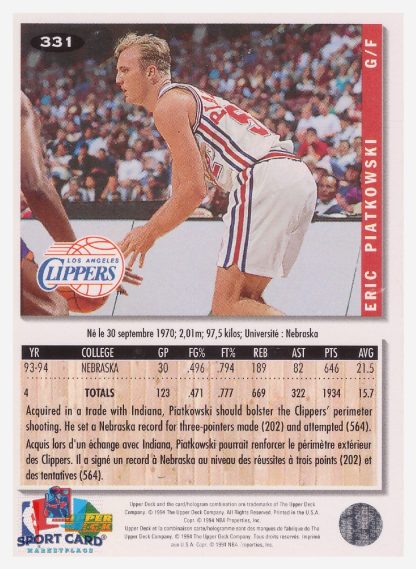 1994 Upper Deck Collector's Choice Eric Piatkowski / Los Angeles Clippers #331
