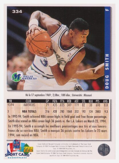 1994 Upper Deck Collector's Choice Doug Smith / Dallas Mavericks #334