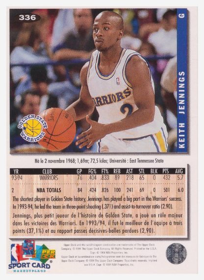 1994 Upper Deck Collector's Choice Keith Jennings / Golden State Warriors #336
