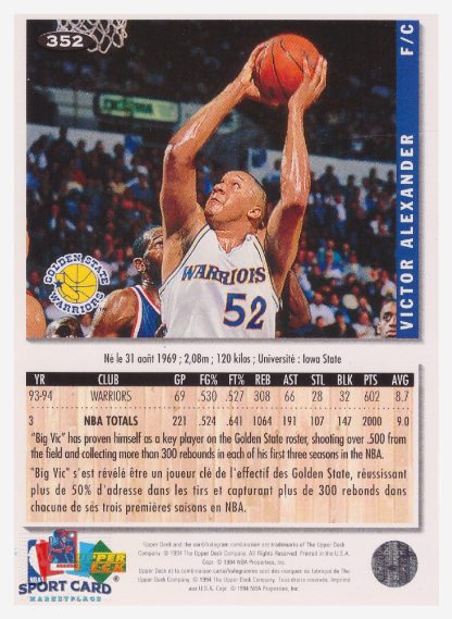 1994 Upper Deck Collector's Choice Victor Alexander / Golden State Warriors #352