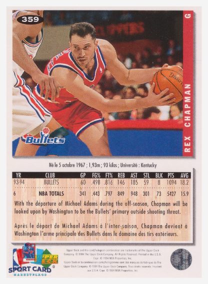 1994 Upper Deck Collector's Choice Rex Chapman / Washington Bullets #359