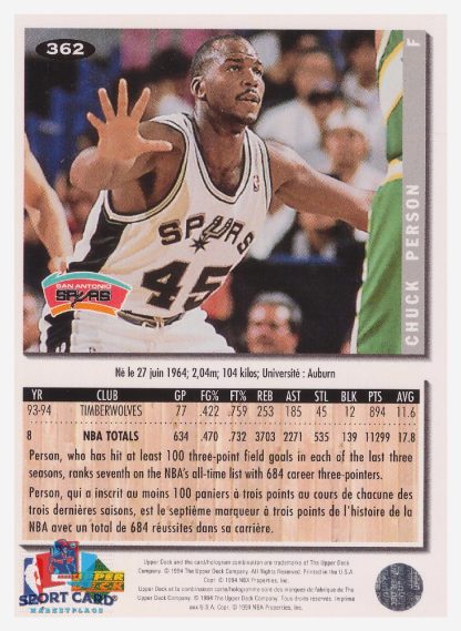 1994 Upper Deck Collector's Choice Chuck Person / San Antonio Spurs #362