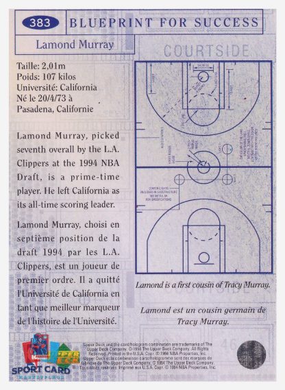 1994 Upper Deck Collector's Choice - Blueprint For Success Lamond Murray / Los Angeles Clippers #383