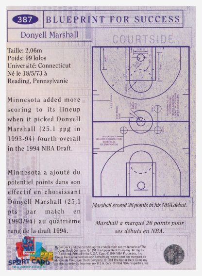 1994 Upper Deck Collector's Choice - Blueprint For Success Donyell Marshall / Minnesota Timberwolves #387