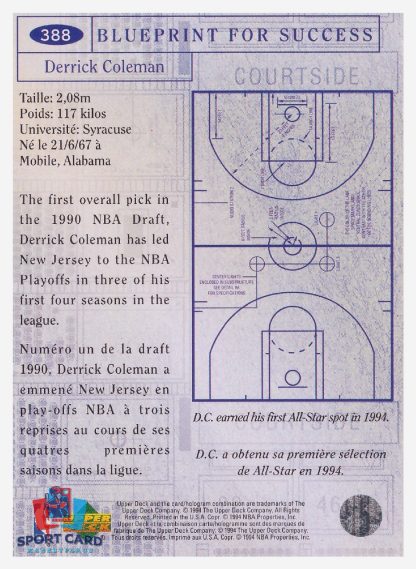 1994 Upper Deck Collector's Choice - Blueprint For Success Derrick Coleman / New Jersey Nets #388