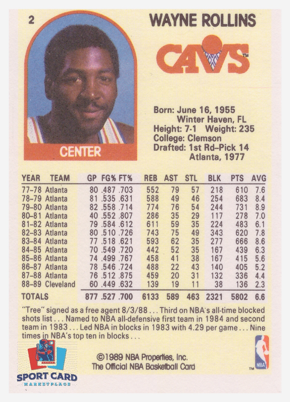 1989-90 NBA Hoops #2 Wayne Collins / Cleveland Cavaliers