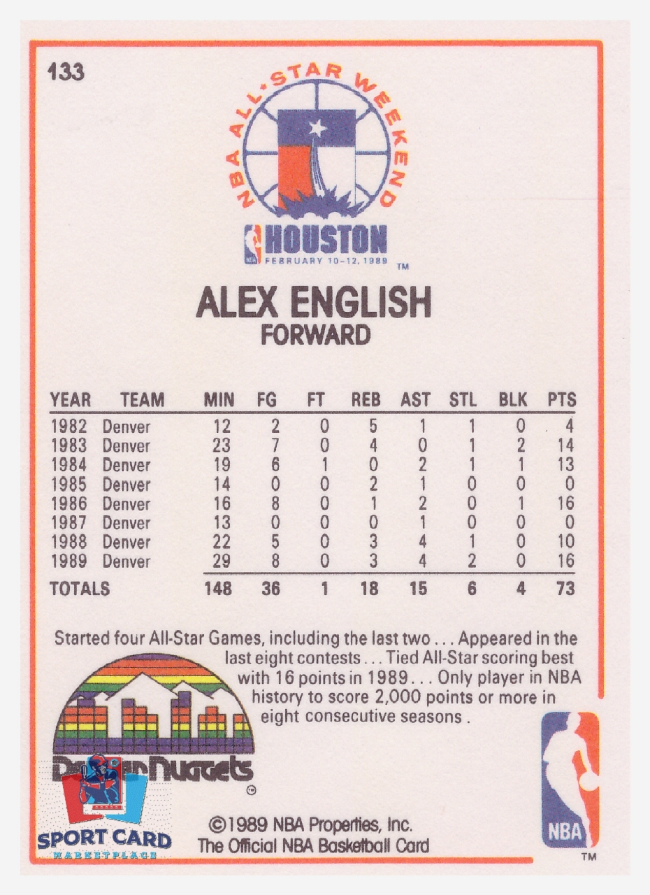 1989-90 NBA Hoops All-Star #133 Alex English / Denver Nuggets