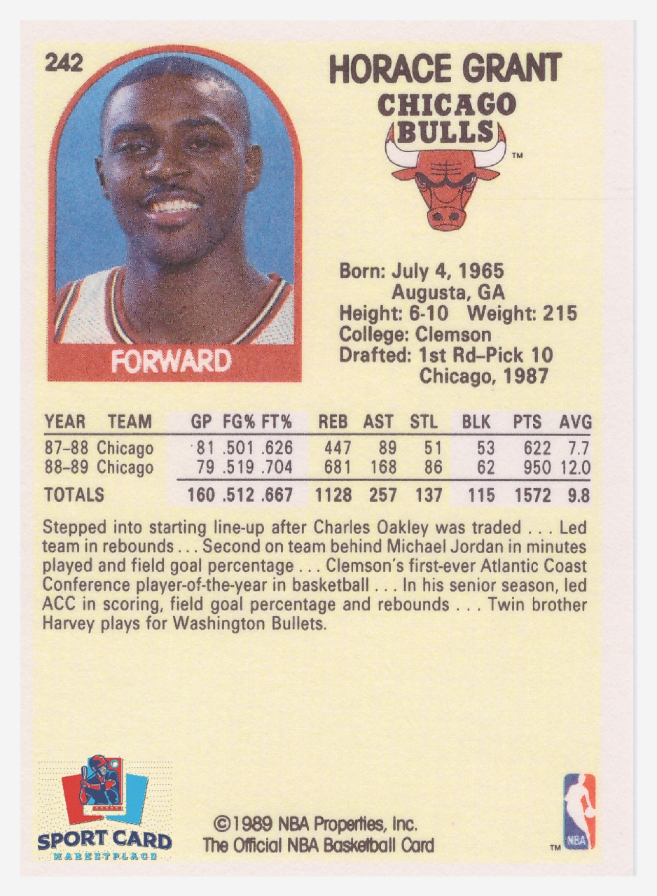 1989-90 NBA Hoops #242 Horace Grant / Chicago Bulls