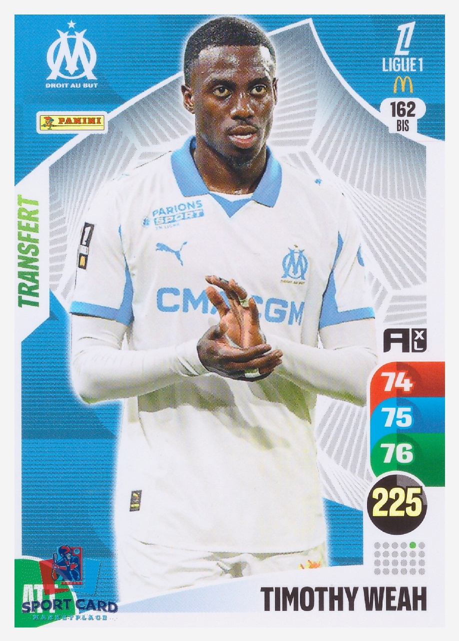 Panini Adrenalyn XL 2025-26 - Transfert - Timothy Weah / Olympique de Marseille #162 bis