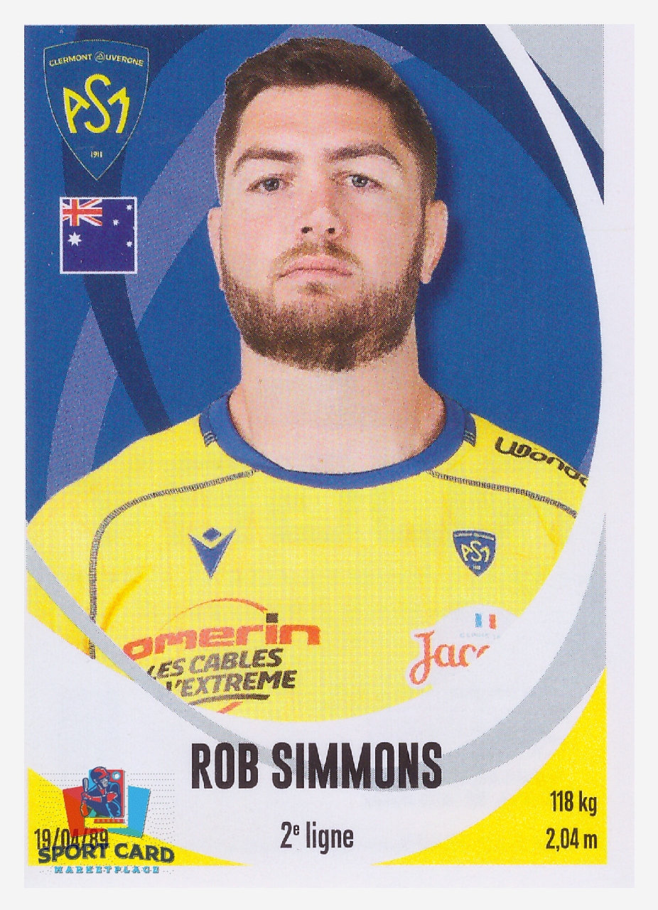 Panini Rugby Top 14 2025-2026 Rob Sommons / Clermont N°13