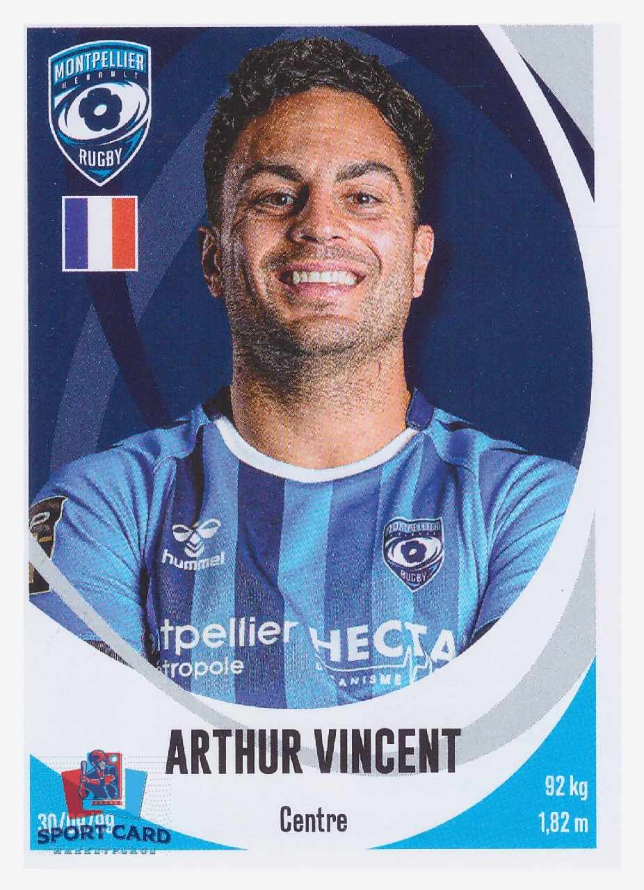 Panini Rugby Top 14 2025-2026 Arthur Vincent / Montpellier N°108